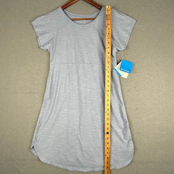 Columbia Shirt Dress Women's Small Blue Short Sleeve Pedal Flats Dress - Picture 4 of 10